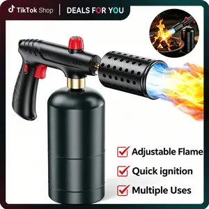 【Fathersdaygift】Propane Torch - Cooking Blow Torch Gun with Safety Lock, Surrounding Cooling Vents, SummerVibes (Overheat Prevention & Rapid Cooling), Charcoal Lighter Flame Torch for Grill, Sous Vide, BBQ, Kitchen Use, (Tank Not Included) #fathersdaygift