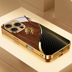 High-End Textured Dragon Head Pattern Electroplated Glass Smartphone Casing, HD Protective Cellphone Case for iPhone 11-17, 16E, 17Air, Pro, Pro Max, Plus, Fashionable Handheld Phone Accessories