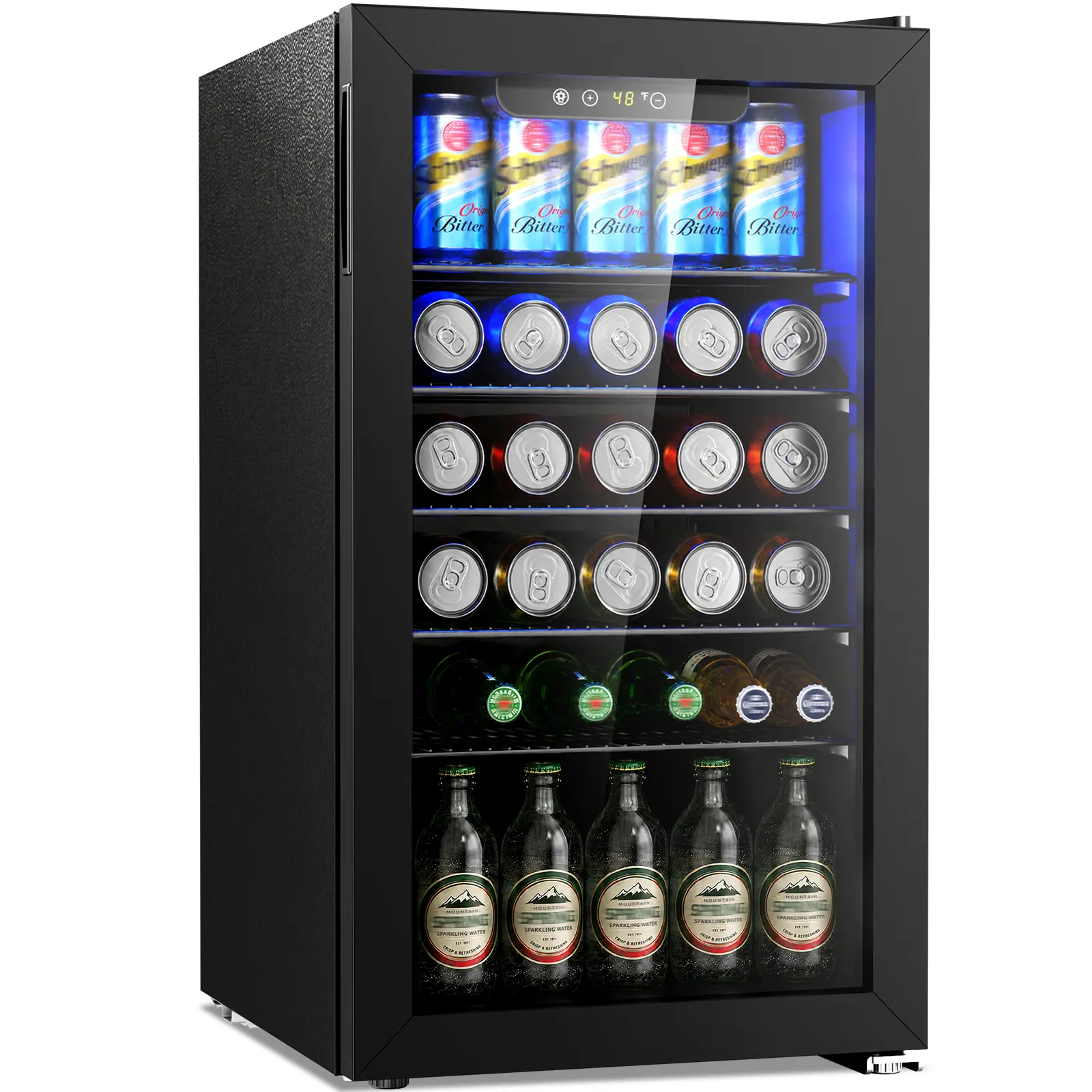 Antarctic Star Mini Fridge Beverage Cooler - 0.64-4.5Cu.ft, 24-145 Can Capacity, Glass Door, 38db Silent Run, Durable, Adjustable Temperature Control, Freestanding for Home Offices Small Spaces, Indoor Bar Use, 120-Can Ready, LED Lighting