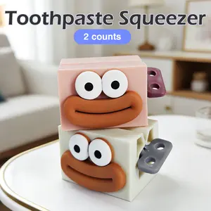 2 Counts Toothpaste Dispensers, white and pink dual color toothpaste tube squeezing tool with clamp