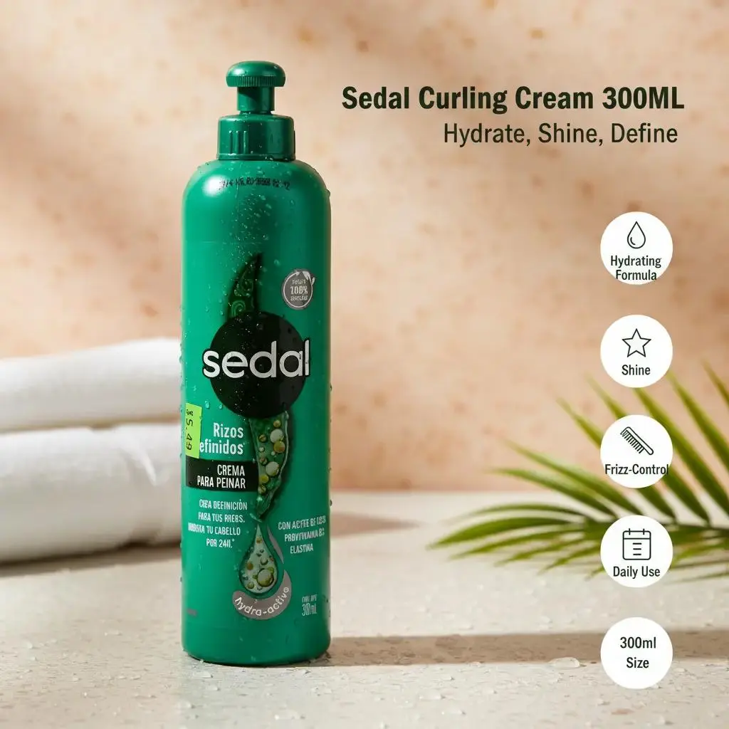 Sedal Defined Curls Haircare Styling Cream - 300ml Hydrating, Shiny, Frizz-Controlling Curl Product Suitable for Daily Application, Curl Products