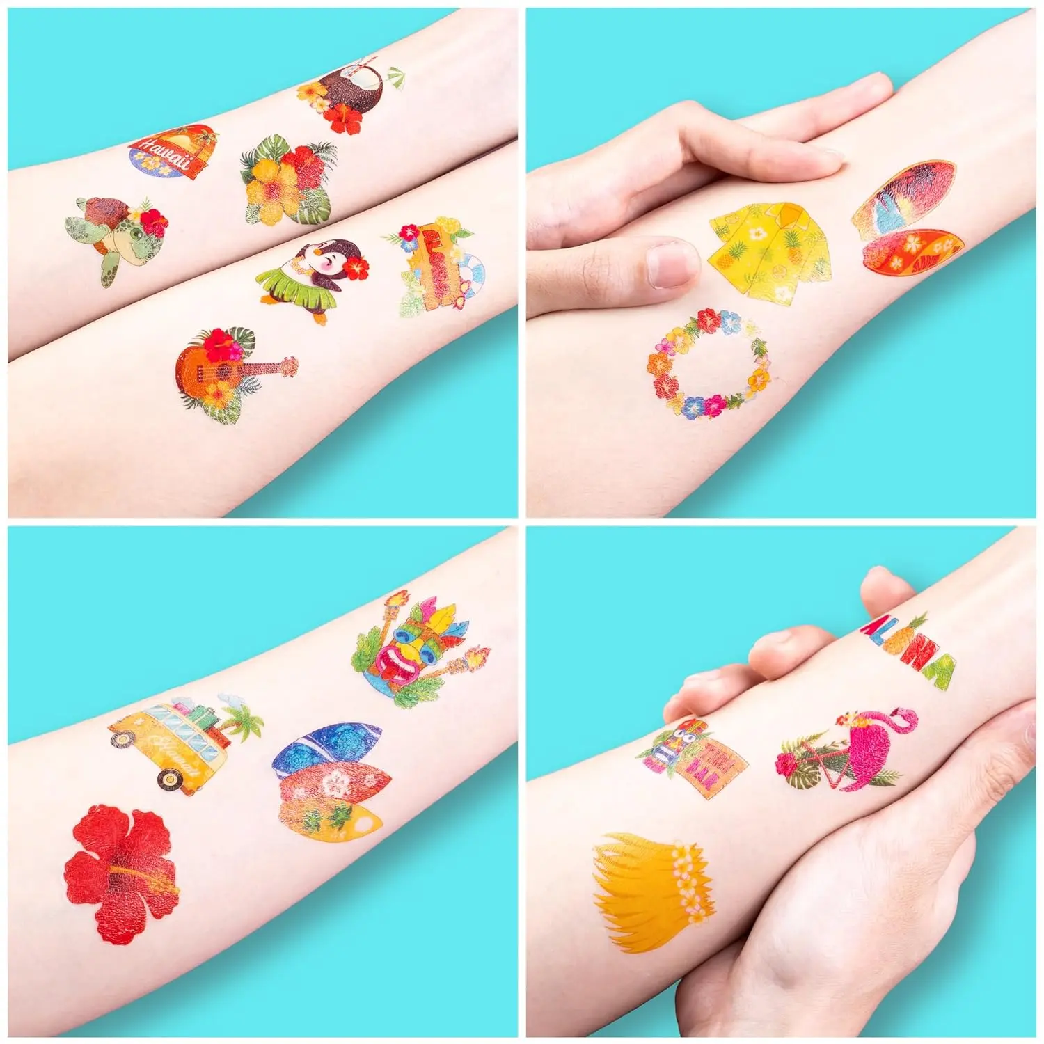 ,(96 PCS Pre-Cut Temporary Tattoos for Kids | | Super Cute Themed Birthday Party Favors, Supplies, Decorations, Summer Fake Tattoo Stickers (Multiple