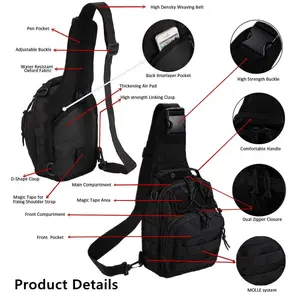 Tactical Shoulder Sling Bag Small Outdoor Chest Pack for Men Traveling, Trekking, Camping, Rover Sling Daypack Black【shipping from US 】