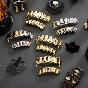 2 Piece Top & Bottom Set for Rappers and Cosplayers -  Cubic Zirconia Teeth Grills Punk Tooth Caps Cosplay Rapper Jewelry Glittering Hip Hop Cubic Zirconia Teeth Grills - Oral Accessory Cosmetic