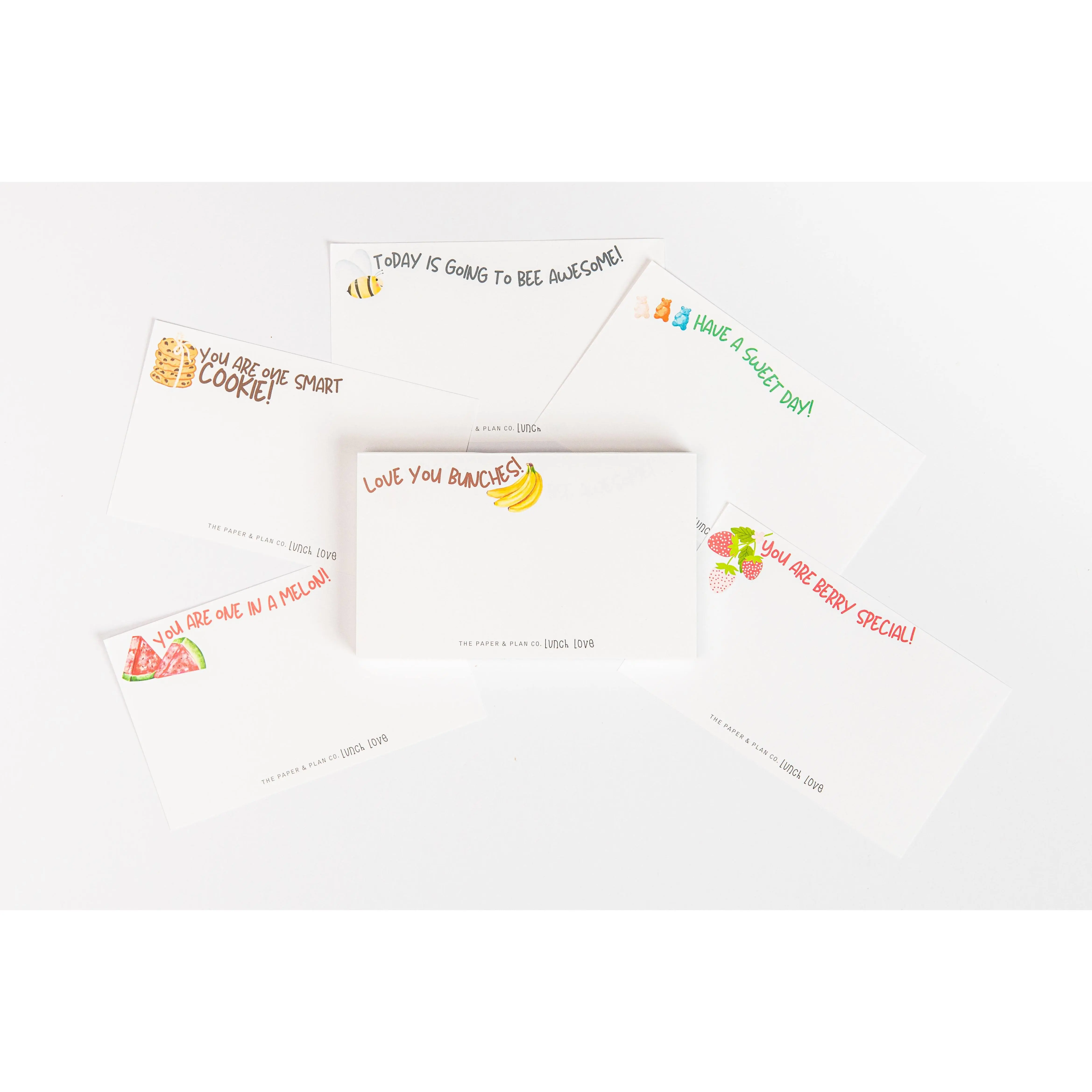 Lunch Love Notes Notepad for Kids Lunchbox - 102 Sheets, 6 Playful Designs, 3"x5", Made in USA
