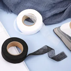 Fabric Fusing Tape Adhesive Hem Tape Iron On Tape Each 1.5cm(White/Black, 70 Yards)