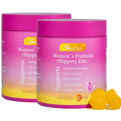 [2 Pack]LEEFAR Her Juicy  Feminine Probiotics Gummies- All in One Solution with Slippery Elm and Prebiotics&Lactobacillus Probiotic Blend for Women’s pH Balance and Dryness - Hawaiian Pineapple Gummies