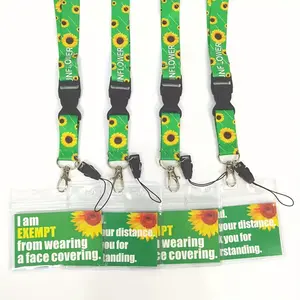Sunflower Pattern Lanyard & Card Holder Set, 2 Counts/set Adjustable Neck Strap & Card Holder, Identification Badges & Supplies for Office