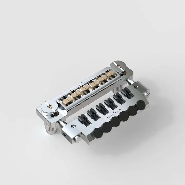 Guyker GM004 Brass & Zinc Guitar Parts Set - Wraparound Bridge with Locking Stud, Deluxe TunePro TP2 Tailpiece, Adjustable Saddles for 6-String Electric Guitars