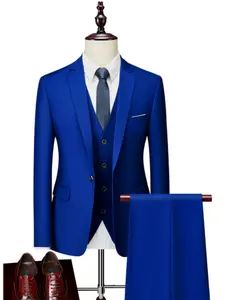 Valentine's Day 3 Pieces Men Solid Color Suits 1 Buttons Wedding Suits For Men Groom Tuxedos Business Formal Suit Jackets Black Beige Navy Blue Wine Red Blazers+Pants+Vest High-quality banquet, social party gowns, Male professional suits for work