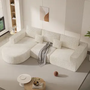 【2 Packages shipping】110" Modular Sectional Sofa Couches, Cloud Couches for Living Room, Boneless Sofa with Deep Seat,L-Shape Couch with Chaise,No Assembly Required,Beige,
