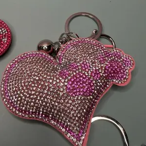 Silver heart with pink paw keychain