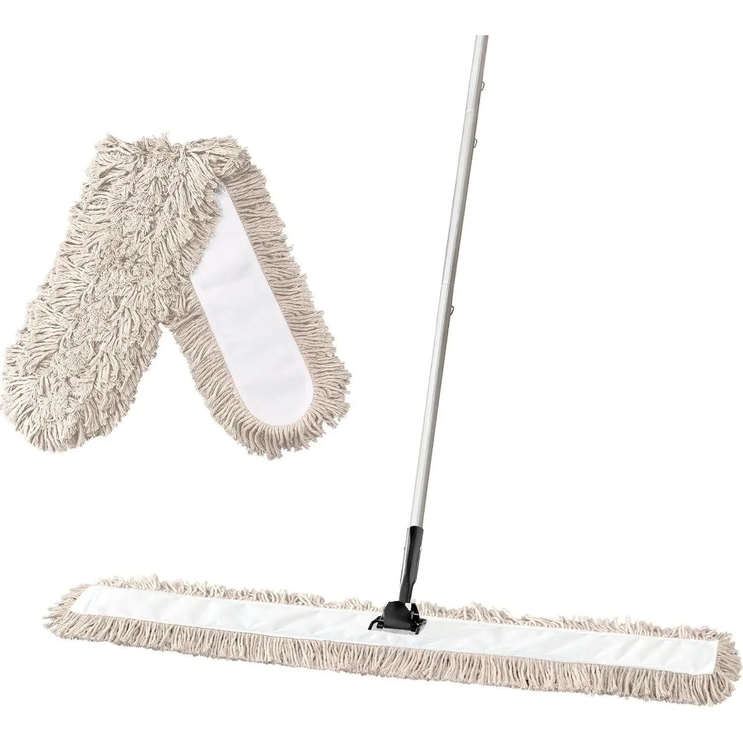 Commercial Dust Mop & Floor Sweeper,48" Industrial Dry Mop with Heavy Duty Long Handle,  Cotton Dust Mop  for Hardwood Floors, Industrial, Commercial, and Residential Cleaning