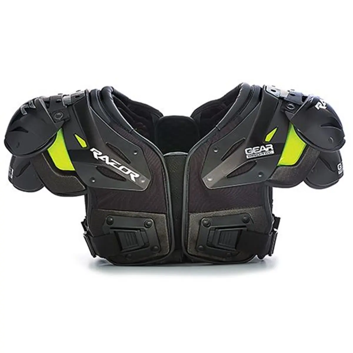 Razor American Football Shoulder Pads for Skill Positions - Lightweight Injection Molded Design with Compressed HEX Foam, Adjustable Protective Channel Pads for Athletic Training, Large, Flexibility, Pad-Loc Buckle/Strap System