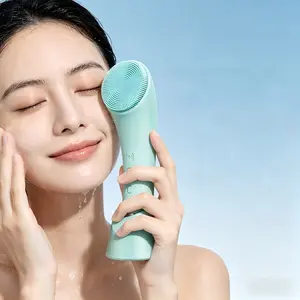 Electric Facial Cleansing Silicone Brush, Heatable Vibrating Face Scrubber with Massage, Silicone Face Scrubber for Women & Men, Electric Facial Cleanser for Deep Cleansing, Gentle Exfoliating