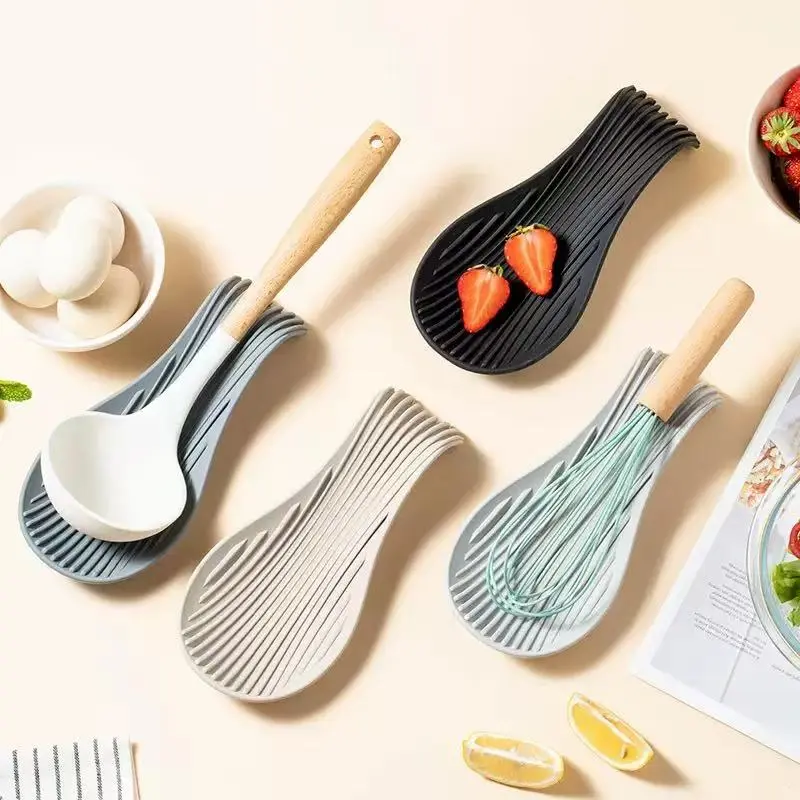 Silicone Shelf Spoon Holder, 1pc Multifunctional Tableware Tool, Kitchen Accessories for Home Dining Room Picnic Camping