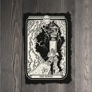 Tower Tarot Card Art Print on Handmade Cotton Paper