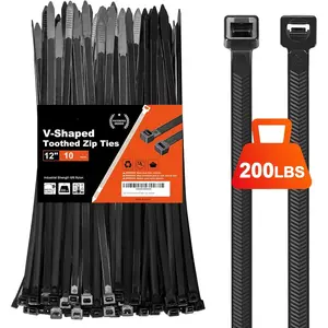 200lb Cable Straps 12 Inch 80 Pack, Heavy Duty Double Sided Zip Ties, UV-Resistant Nylon Wire Ties for Indoor & Outdoor Fastening