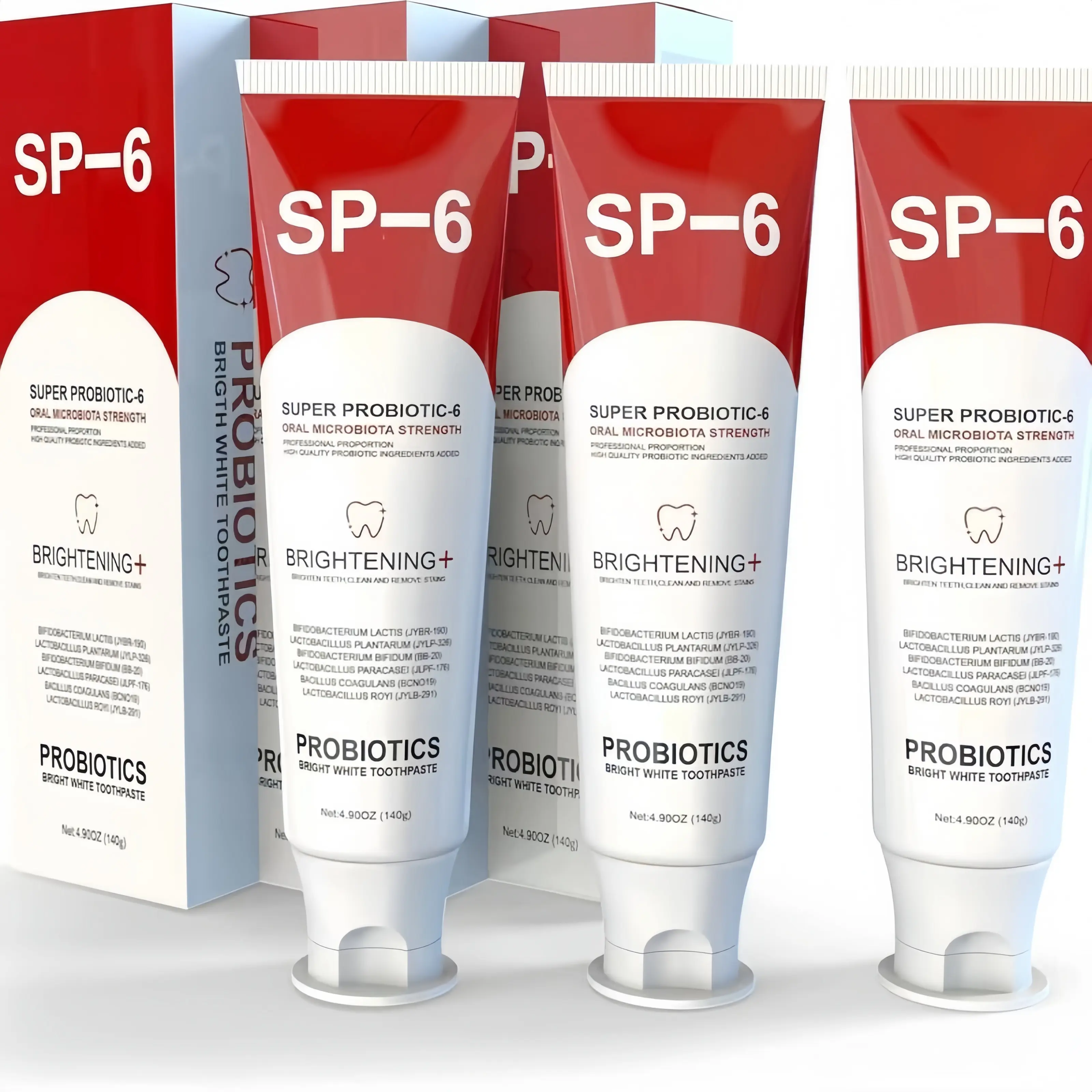SP-6 Probiotic Toothpaste - Niacinamide Whitening Toothpaste Enhanced Formula with 6 Probiotics for Teeth Whitening and Gum Health - Enamel-Safe, Fluoride-Free, Fresh Mint Flavor