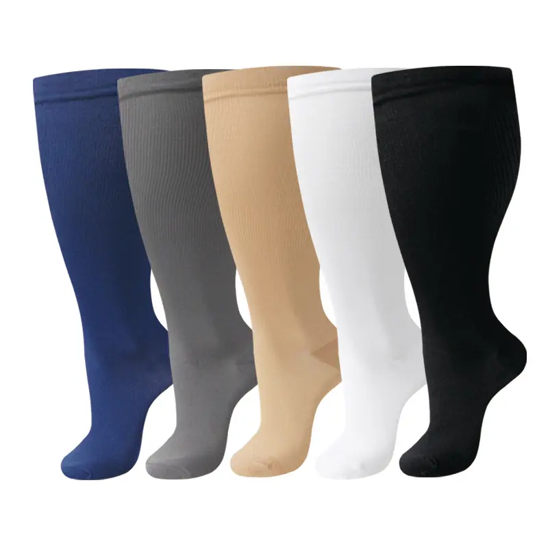 Extra Wide Calf Compression Socks 20-30 mmHg (3/4/5 Pairs)| 2XL-4XL Plus Size Support for Nurses, Travel & Sports