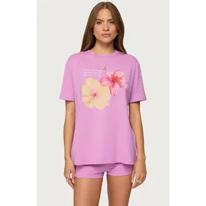 Edikted Women's Fleur Hibiscus Graphic T-Shirt