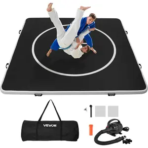 VEVOR Wrestling Mat, Martial Arts Thick Mat for Home Gym Exercise, PVC or Inflatable Training Mats with Circles, for Gymnastics, Tatami, Jiu Jitsu BJJ MMA Judo, BlackVEVOR Super Brand Day