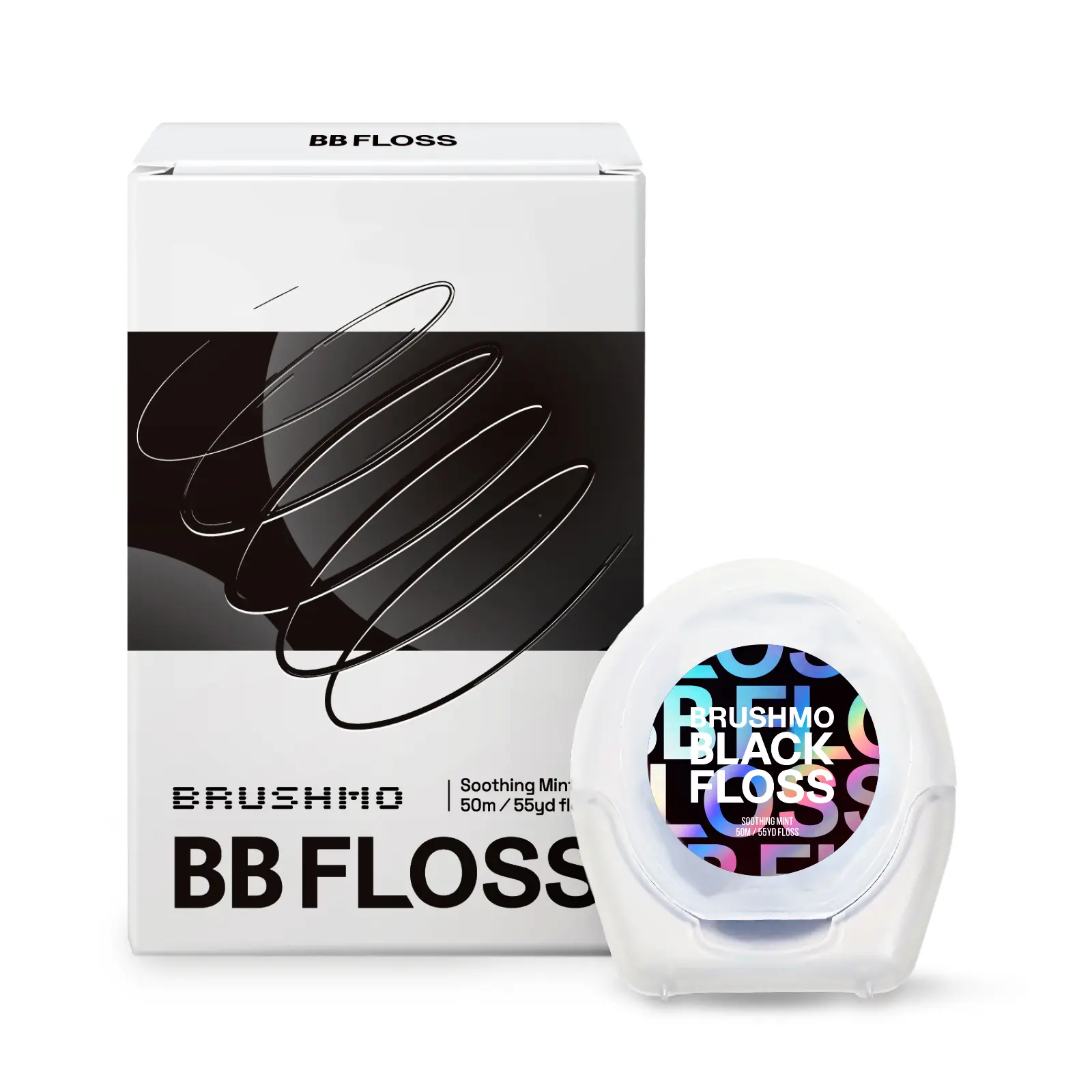 Brushmo Black Floss (BB Floss) Expand Dental Floss, 1 Spools (110 yd), Shred Resistant, All Natural Microcrystalline Waxed, Non-Toxic PTFE & PFAS Free