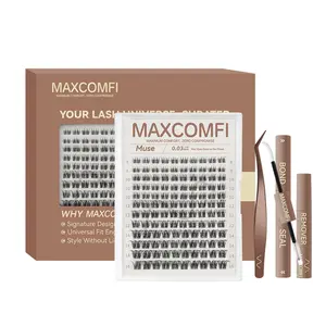 MaxComfi Muse Cosmetic Eyelash Extensions - DIY Eyelash Extensions, Beginner-Friendly Cluster Lashes, Waterproof, Thin Band, Super Soft, Long-Lasting Natural Venus Velure Style for Daily Voluminous Look, Makeup Essential, Eyelashes Extensions