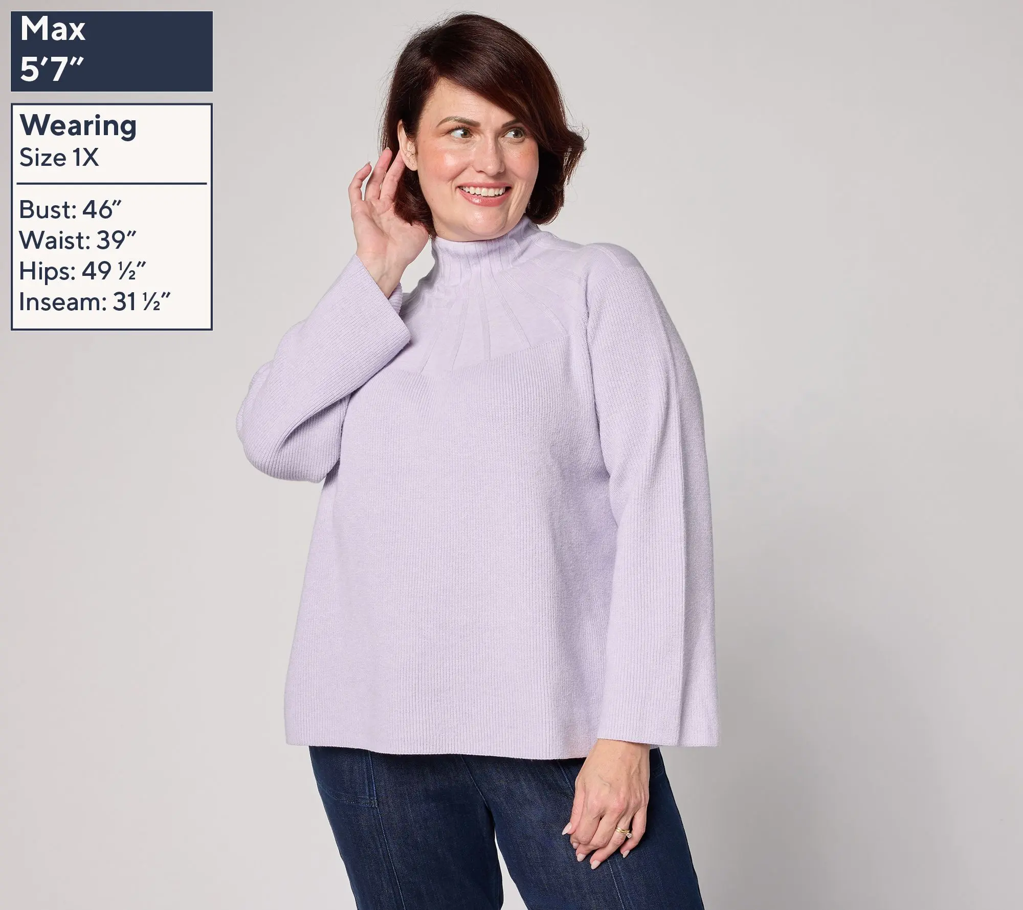Me by Jennie Garth Mock Neck Raglan Sleeve Sweater