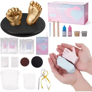Casting Kit Footprint and Hand Mold  & Blue with  Base, Personalized  Shower Gifts for  Boy and Girl 0-9 Months