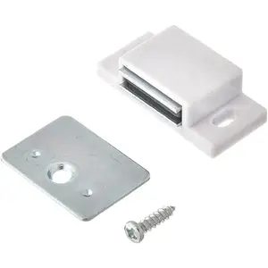 Shutter Hardware 50631-R 15lb Single Magnetic Catch, White/Zinc, 10 Pieces Retail Pack