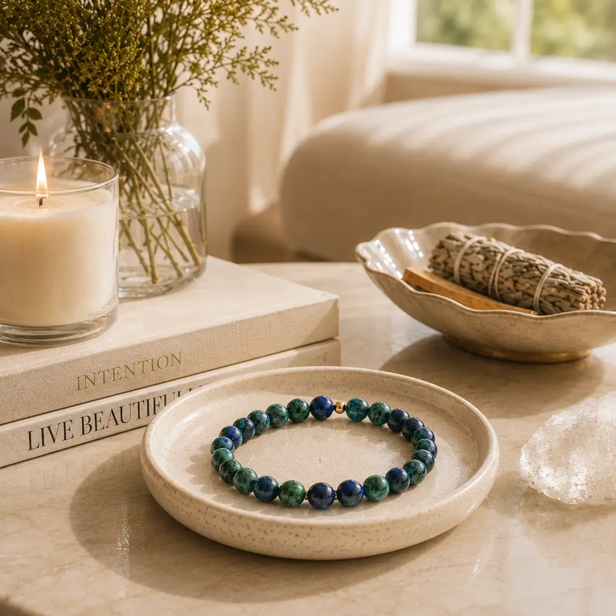 Azurite Gemstone Bead Bracelet