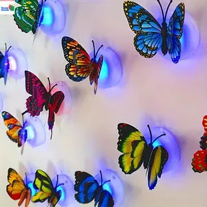 [30 LED Butterfly Night Lights] 30 LED Butterfly Decorations for Night Lights |   3D Butterfly Stickers for Wall Lights, Colorful Butterfly Light Wall Stickers |   Ideal for Bedrooms, Parties, Weddings, Living Rooms, Magical Forest Decorations, Christmas,