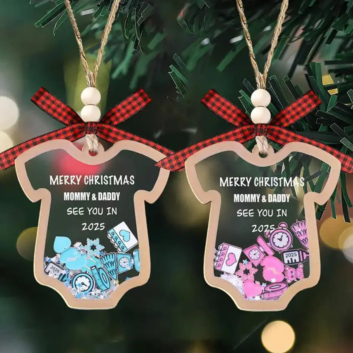 personalized babys first christmas ornament 4d shake baby xmas ornament 3 layer carved wooden acrylic keepsake newborn ornament for new mom dad christmas tree hanging decoration