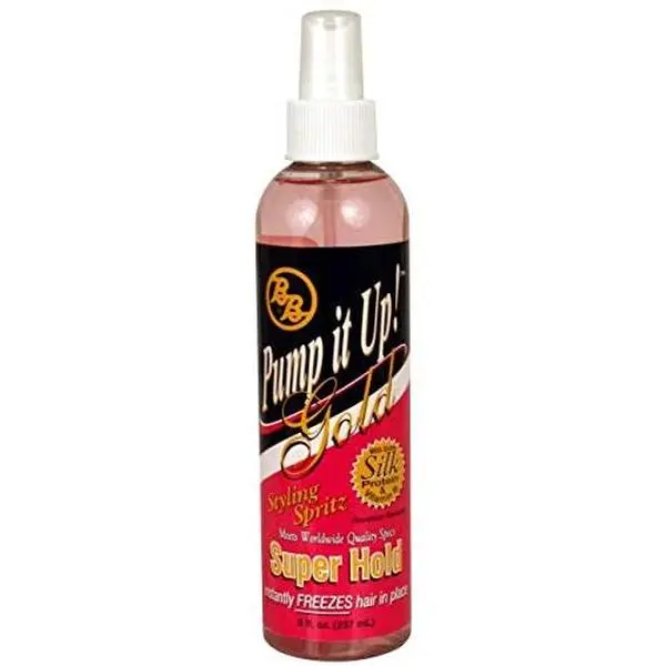 Bronner Bros Pump It Up Gold Spritz - 80% Formula, Alcohol-Free Strong Hold Gel, Hair Styling Spritz with Healthy Shine, Long-Lasting Hold Haircare Product Hair Control Gel Spray Gel For Hair