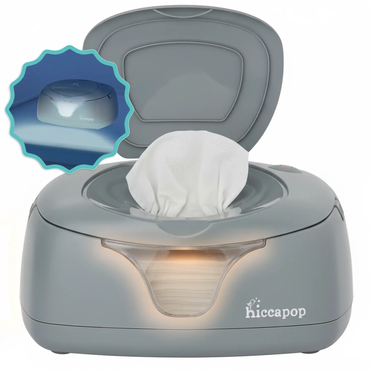 Hiccapop Baby Wipe Warmer & Wet Wipes Dispenser, with Changing Light, Nursery Essential for Infant Diaper Care