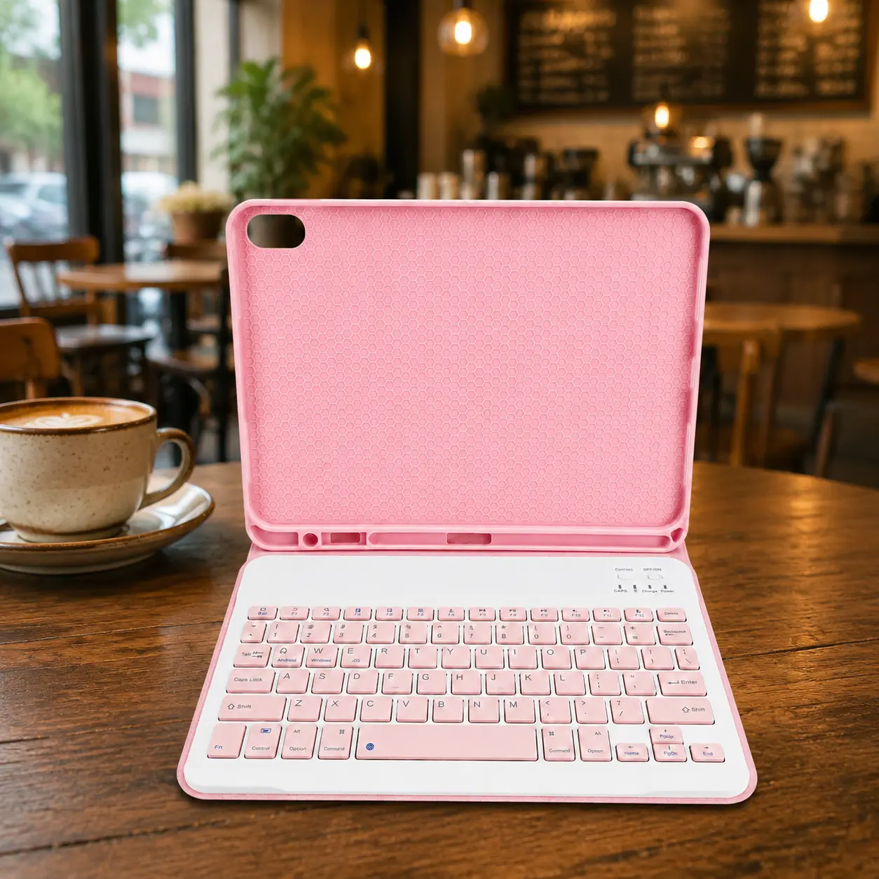 iPad 11/10th Gen Case with Detachable Bluetooth Keyboard – Pencil Holder, Square Keycaps, Pink, Compatible with iPad A16 2025 & 10th Gen 2022