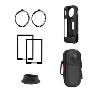 Insta360 X5 Sports Photography Camera Accessories Set, Protective Case, Lens Cap, Tempered Glass, Storage Bag, Silicone Base, Full Protection, Durable