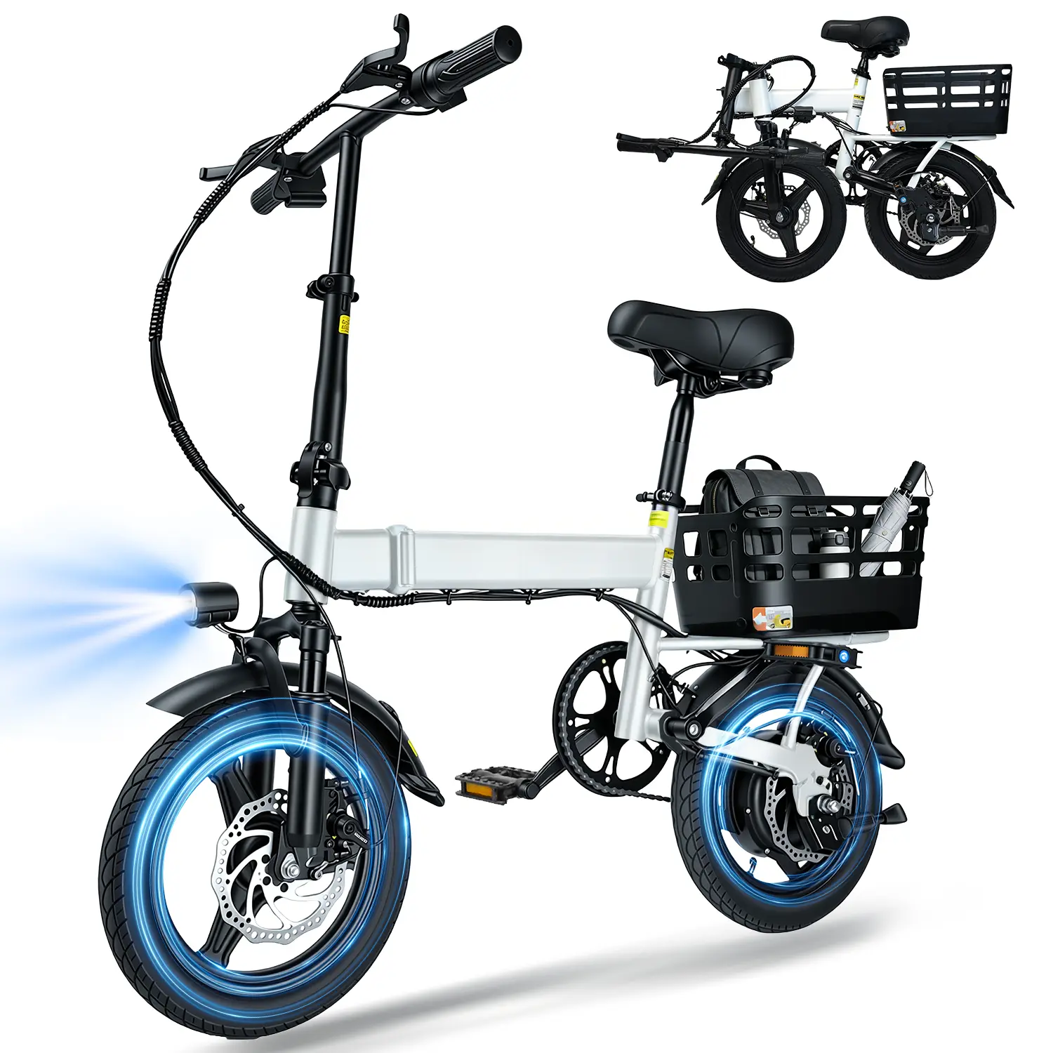 Adult Mini Folding E-Bike, 18MPH Speed, 36V 12Ah Battery, 500W Peak Motor, 25+ Mi Range, 3 Riding Modes, UL2849 Certified Cycling Leisure Equipment