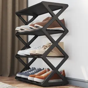 4 Layer Shoe Rack Organizer, Stainless Steel Load Bearing Pipe, Space Saving, Easy Assembly, Modern Fashion Design, Multi-Layer Storage