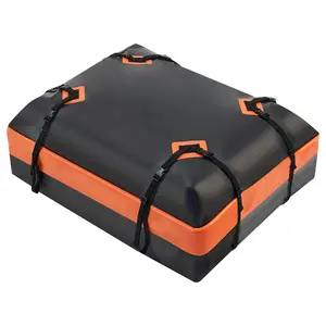 Car Rooftop Cargo Carrier 15 Cubic Feet, Car Roof Waterproof PVC Bag, with Anti-Slip Mat,Combination Luggage Lock, Reinforced Straps & Door Hooks,Fit Vehicles with/Without Roof Racks,Black
