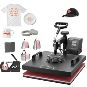 【DealsForYouDays】 VEVOR 8 in 1 Heat Press Machine 15x15 Inch T-Shirt Pressing Machine 360° Swing Away Professional Sublimation Heat Press for Sublimation, Vinyl, Heat Transfer Projects