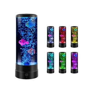 Bubble Fish Lamp Ocean Sensory,16 Color Changing LED Fish Night Light,Mini Fish Aquarium Tank Table Mood Lamps for Adults Kids Home Office Decoration Gifts (Bubble Fish lamp)