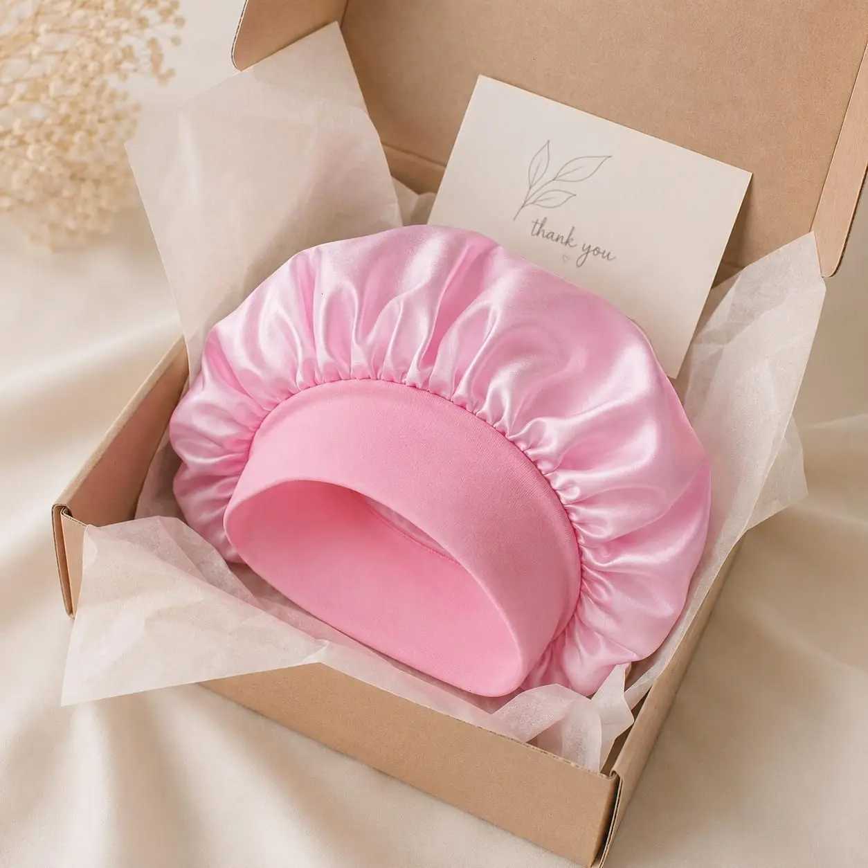 Silk Satin Bonnet for Sleeping Women Wide Brim High Elasticity Hair Cap Lightweight Night Cover for Curly Wavy Natural Hair