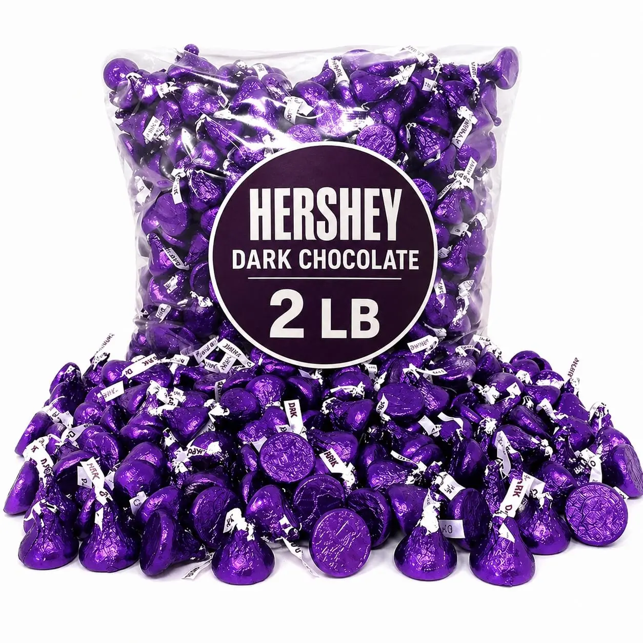 Special Dark Chocolate Kisses, 200 Count Bulk, 2 lb – Purple Foil Wrapped Chocolate Candy for Party Favors, Candy Buffets, Gift Bags & Office Treats