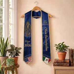 Mexico Graduation Stole Class of 2026, Virgin Mary Graduation Sash, Flower Pattern Stole, Custom Name School Sash Senior Graduation Gift, graduation gifts
