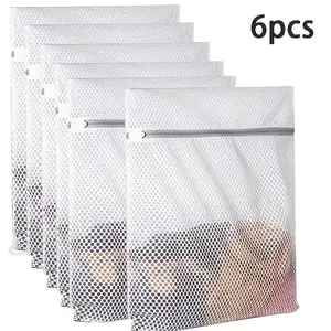 6Pcs Honeycomb Mesh Laundry Bags with Zipper, Anti-Tangle Garment Protection Bags, Reusable Storage Bags for Underwear, Socks and Clothes for Machine Washing, Laundry Net Bag