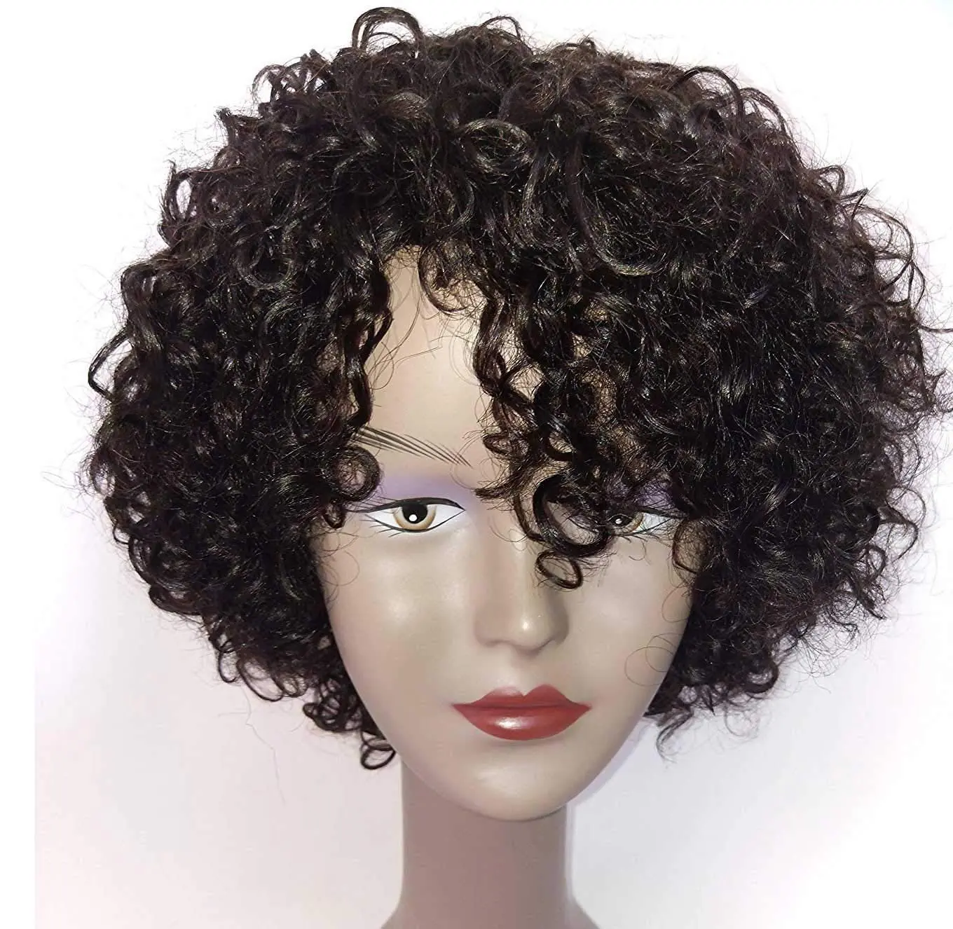 HUA 10 Inch Kinky Curly Human Hair Wigs Wear and Go Glueless Short Curly Wig for Black Women Brazilian 100% Human Hair Wigs Quick Install Daily Use Beginner Friendly
