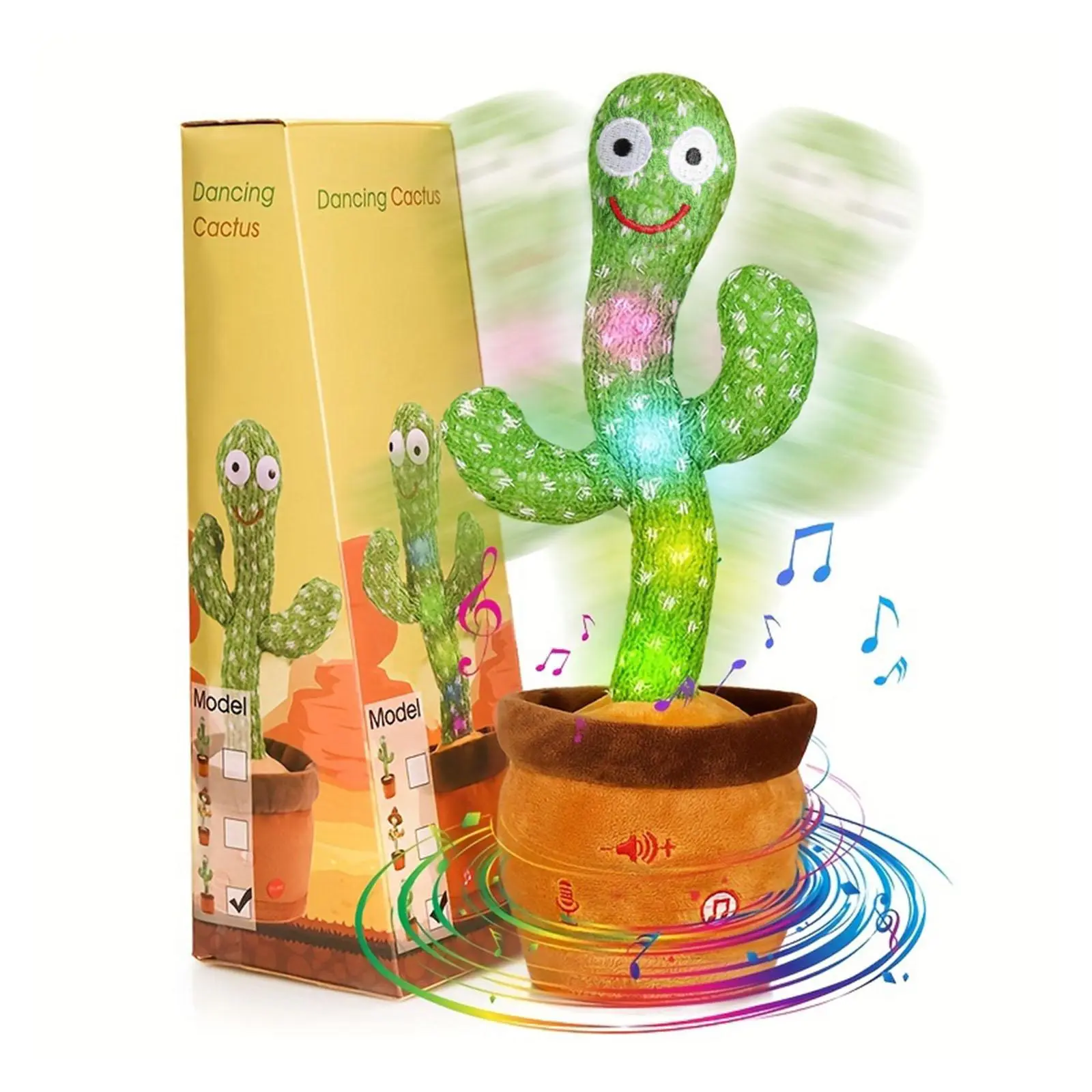 Talking Cactus Toy, Repeats What You Say, Singing Dancing Light Up Plush Toy, Interactive Musical Stuffed Animal for Toddlers, Kids Birthday Christmas Gift