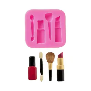 Silicone Cake Mold, 1 Count Mini Cosmetics & Styling Tools Shaped Reusable Chocolate Mold, DIY Cake Decorating Baking Tool for Home Kitchen, Silicone Molds